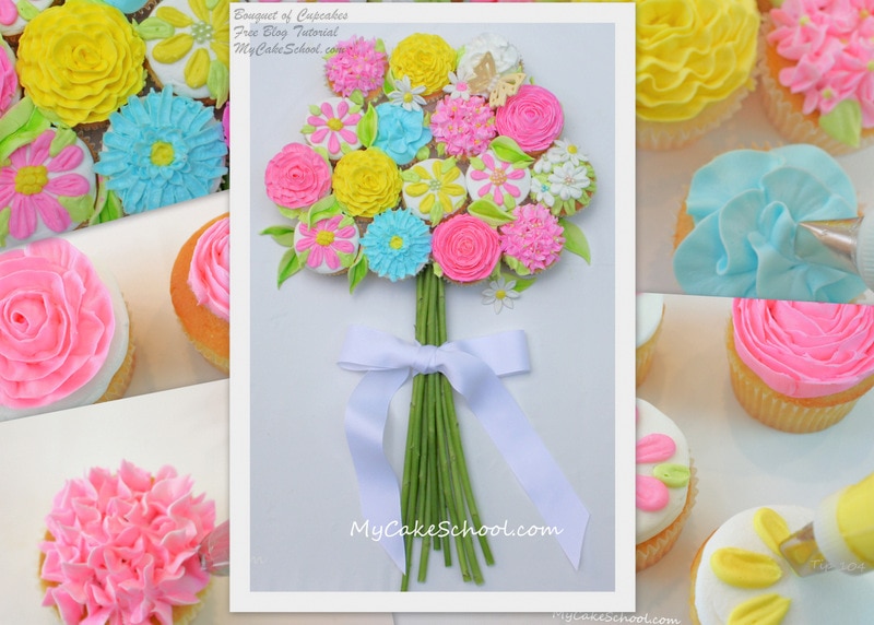 Buttercream Flower Cupcake Bouquet Tutorial by MyCakeSchool.com