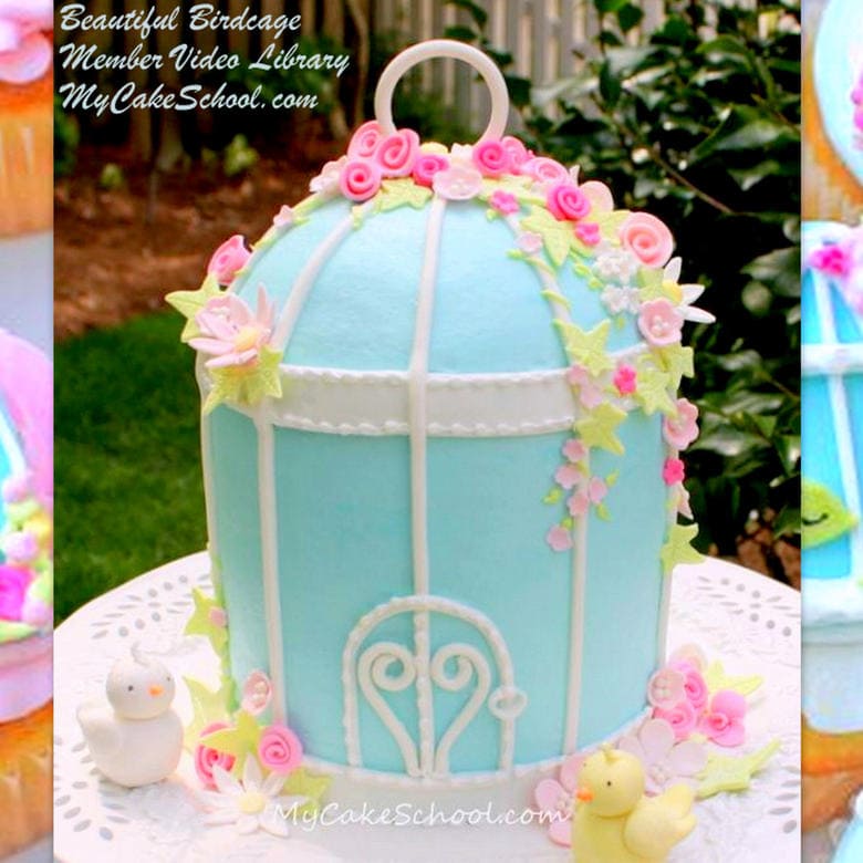 Birdcage Cake Video Tutorial by My Cake School! Member video tutorial section. This cake design is perfect for spring! 