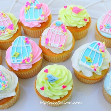 How to Make Birdcage Cupcakes! Free Tutorial by MyCakeSchool.com! Online cake tutorials, recipes, videos, and more!