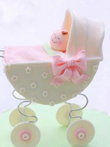 Baby Carriage Cake Topper Tutorial by My Cake School! Online cake classes and recipes!