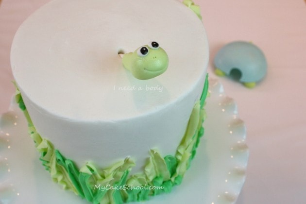 Adorable Turtle Cake Topper! A free cake tutorial by My Cake School!