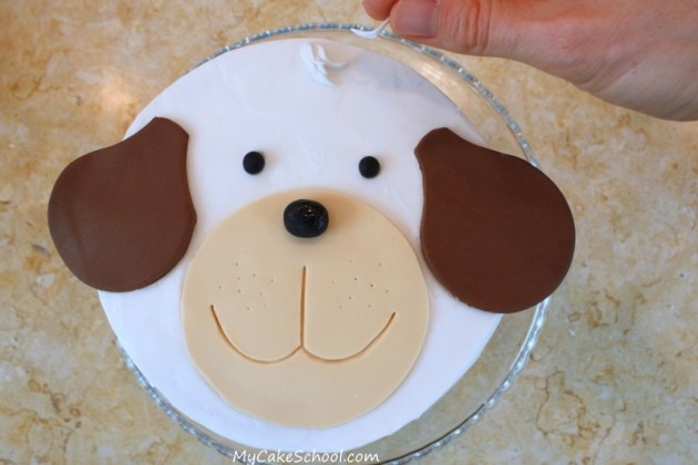 Adorable Puppy Cake Tutorial by MyCakeSchool.com! Free step by step cake tutorial!