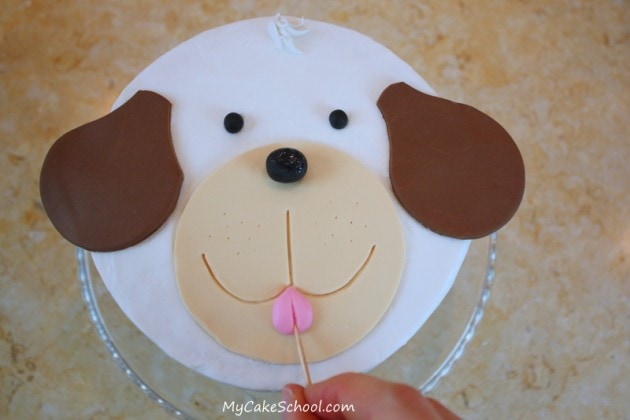 Cute Puppy Cake Tutorial by MyCakeSchool.com! This free step by step cake decorating tutorial is great even for beginners! 