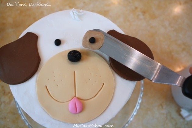 Adorable Puppy Cake Tutorial by MyCakeSchool.com! Free step by step cake decorating tutorial, perfect even for beginners! 