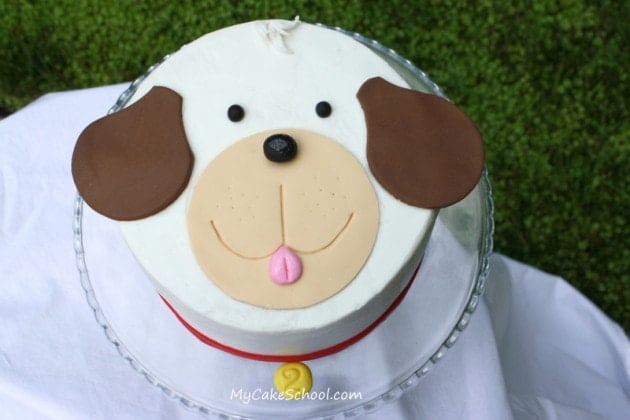 Adorable Puppy Cake Tutorial by My Cake School! Online Cake Decorating Tutorials and Recipes! (Free step by step tutorial)