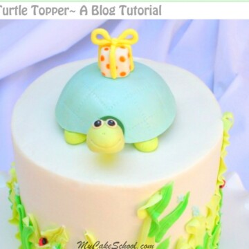 Sweet Turtle Cake Topper Tutorial by MyCakeSchool.com! Free and simple cake tutorial!