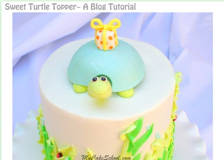Sweet Turtle Cake Topper Tutorial by MyCakeSchool.com! Free and simple cake tutorial!