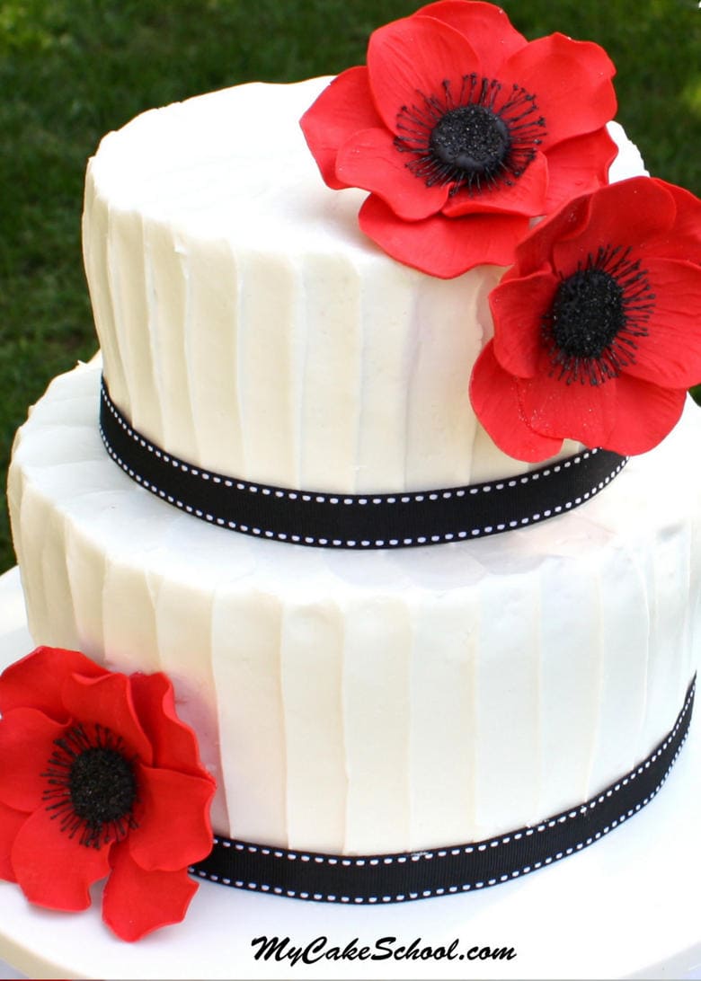 Gum Paste Anemones & Vertical Texturing of Buttercream Video! My