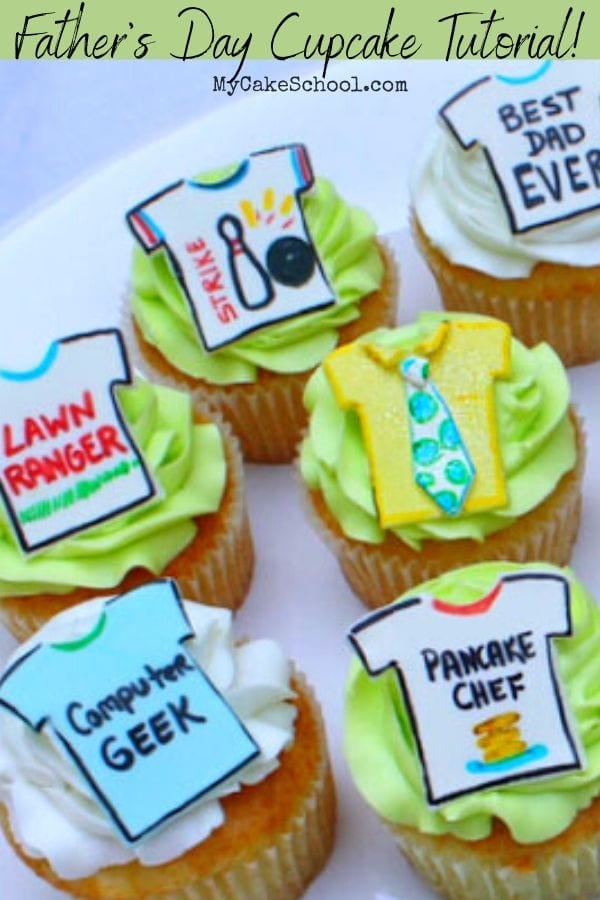 Learn how to make funny Ties & T-Shirt Cupcake Toppers in this free Father's Day Cupcake Tutorial!