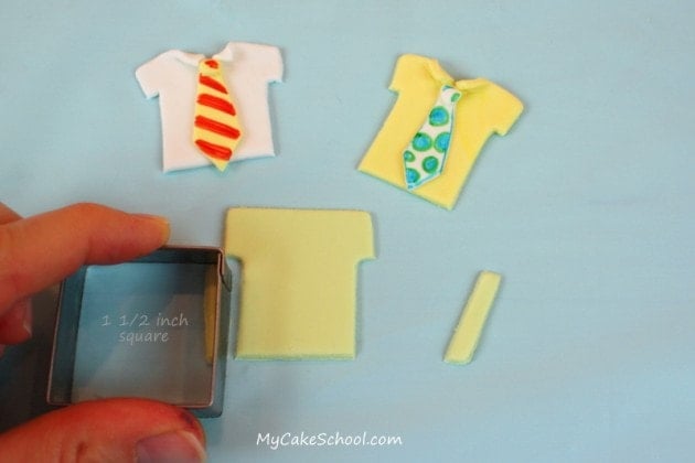 Father's Day Cupcake Tutorial by MyCakeSchool.com!- Learn to make ties and t shirt cupcake toppers in this free tutorial! Father's Day Cupcake Tutorial by MyCakeSchool.com!