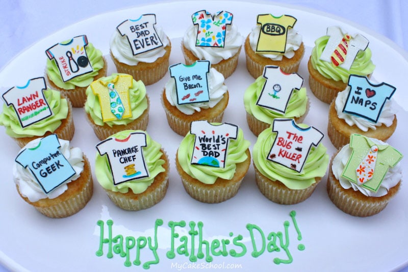 Father's Day Cupcake Tutorial by MyCakeSchool.com! Ties & Tees!