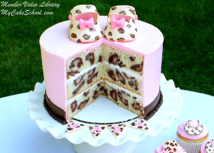 Leopard Print on the Inside Cake (for a Baby Shower!)