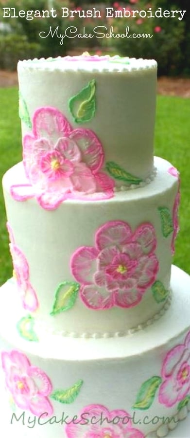 Elegant Buttercream Brush Embroidery- A cake decorating video tutorial by MyCakeSchool.com (Member cake video section)