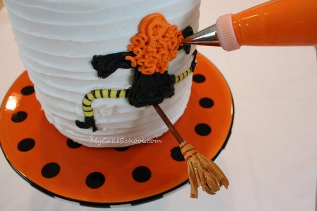 This Clumsy Witch Cake is perfect for Halloween Parties! Free Cake Tutorial by MyCakeSchool.com!