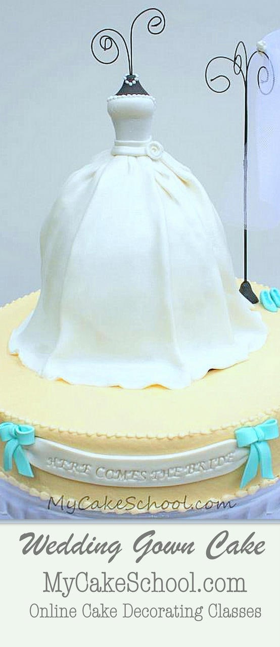 This Wedding Gown Cake is perfect for Bridal Showers! Member Video by MyCakeSchool.com. Online Cake Decorating Tutorials, Videos, & Recipes!