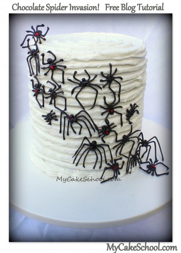 Free Chocolate Spider Cake Tutorial by MyCakeSchool.com!
