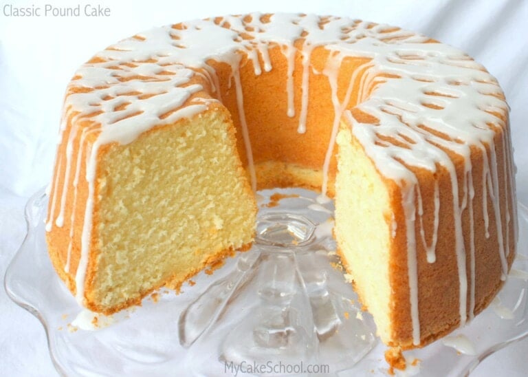 The BEST Classic Pound Cake Recipe by MyCakeSchool.com! This is a southern favorite! So simple to make, moist, and flavorful! MyCakeSchool.com Online Cake Tutorials, Cake Recipes, and More!