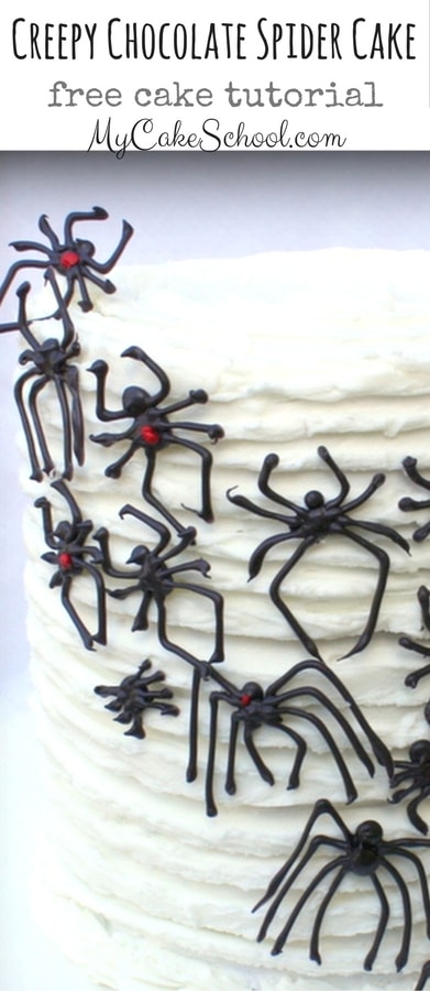 Creepy Chocolate Spider Cake- A free step by step Halloween Cake Tutorial by MyCakeSchool.com!