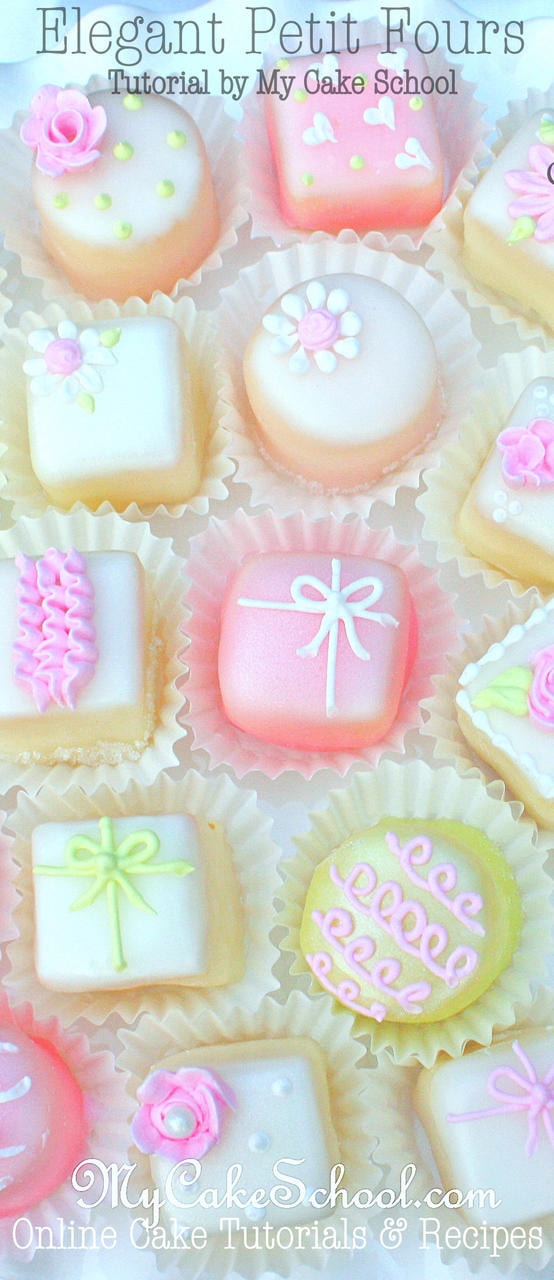 How to Make Elegant Petit Fours! A cake decorating tutorial by MyCakeSchool.com {member section}. Online Cake Decorating Tutorials & Recipes!