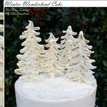 Gorgeous Winter Wonderland Cake Tutorial featuring White Chocolate Trees!