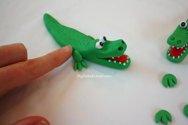 Alligator Swamp Party Cake! Learn to model CUTE alligators in this free cake decorating tutorial by MyCakeSchool.com!