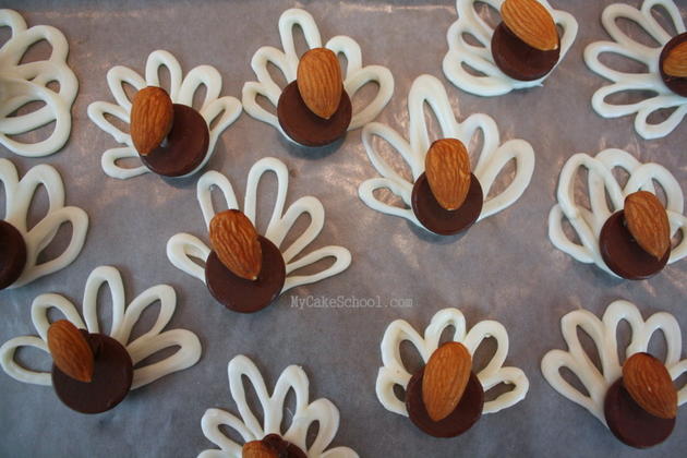 CUTE chocolate and almond turkey cupcake tutorial by MyCakeSchool.com!