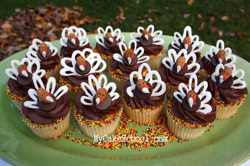 CUTE chocolate and almond turkey cupcake tutorial by MyCakeSchool.com!