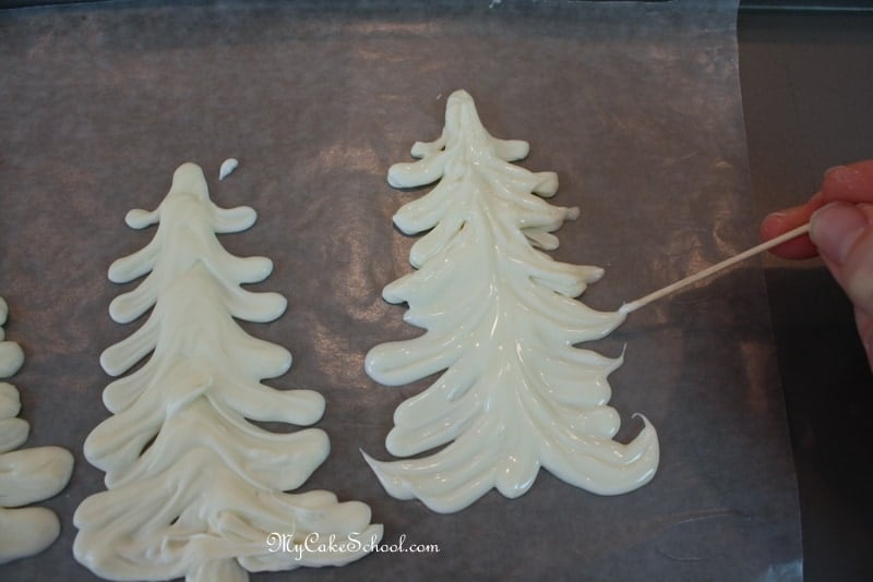 Learn how to make White Chocolate Trees in this Winter Wonderland Cake Tutorial by MyCakeSchool.com! Free Tutorial!