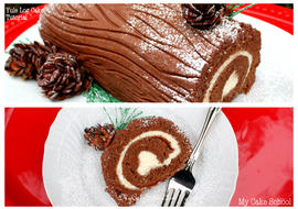Learn to make a gorgeous Yule Log Cake from a simple Chocolate Cake Roll in this My Cake School video tutorial!
