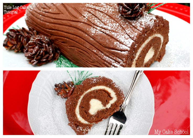 Learn to make a gorgeous Yule Log Cake from a simple Chocolate Cake Roll in this My Cake School video tutorial!