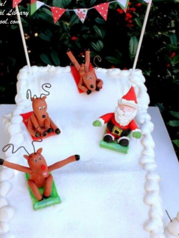 Sledding into Christmas! Learn to make Santa and reindeer toppers as well as a sledding scene in this My Cake School video tutorial!