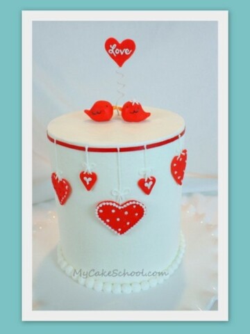 The CUTEST Valentine's Day Cake Tutorial with a Love Birds theme! MyCakeSchool.com