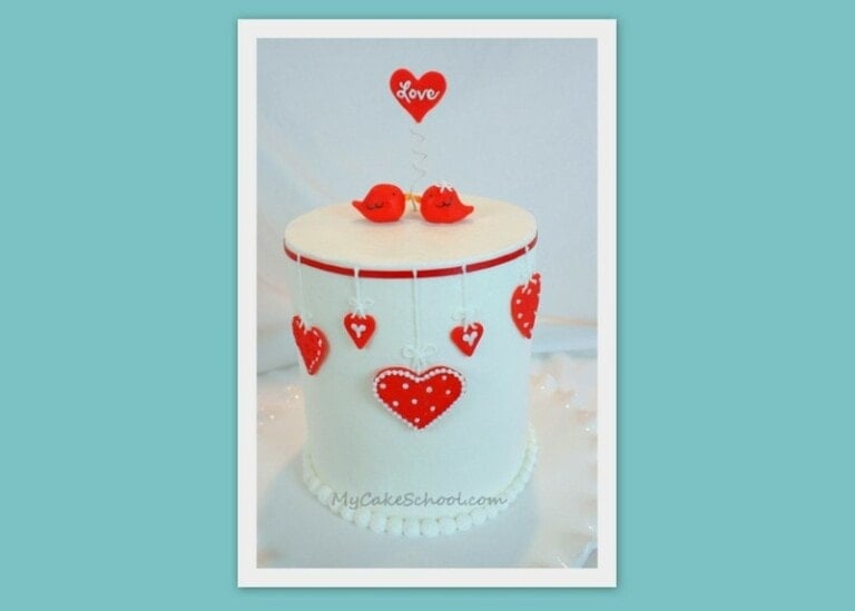Valentine Cake with Love Birds~ A Cake Decorating Blog Tutorial!