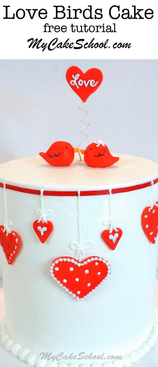 The cutest Love Birds themed Valentine's Day Cake Tutorial by My Cake School!