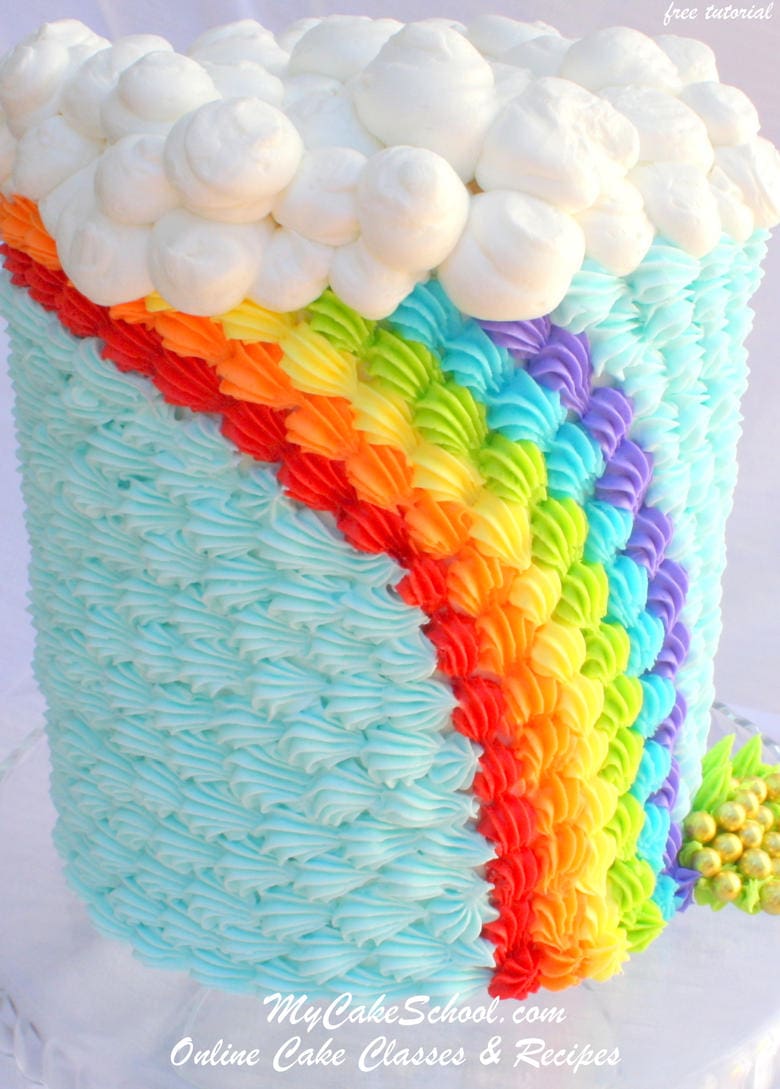 Beautiful Buttercream Rainbow! Free cake decorating tutorial by MyCakeSchool.com! Online Cake Classes & Recipes.