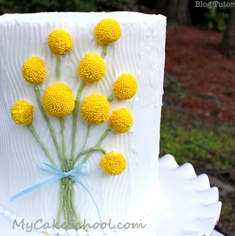 Bouquet of Billy Balls on Textured Buttercream! Free Cake Tutorial by MyCakeSchool.com!