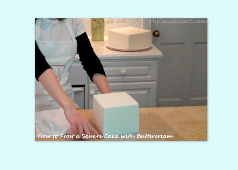 How to Frost a Square Cake with Buttercream~Video