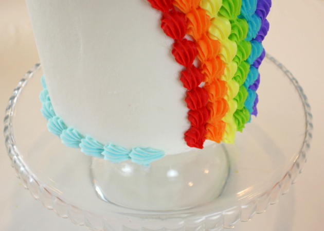 Beautiful Buttercream Rainbow Cake Tutorial by MyCakeSchool.com! So cheerful and perfect for both year-round birthdays and St. Patrick's Day gatherings!