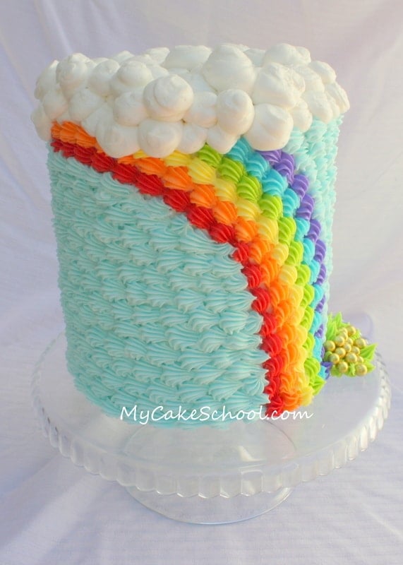 Beautiful and Cheerful Buttercream Rainbow Cake Tutorial by MyCakeSchool.com! Free Cake Tutorial!