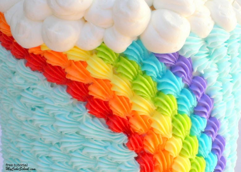 Buttercream Rainbow Cake Tutorial by MyCakeSchool.com! Free cake tutorial!