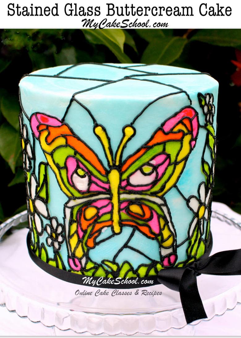 Beautiful Stained Glass Buttercream Cake by MyCakeSchool.com! Cake Decorating Tutorials & Recipes!