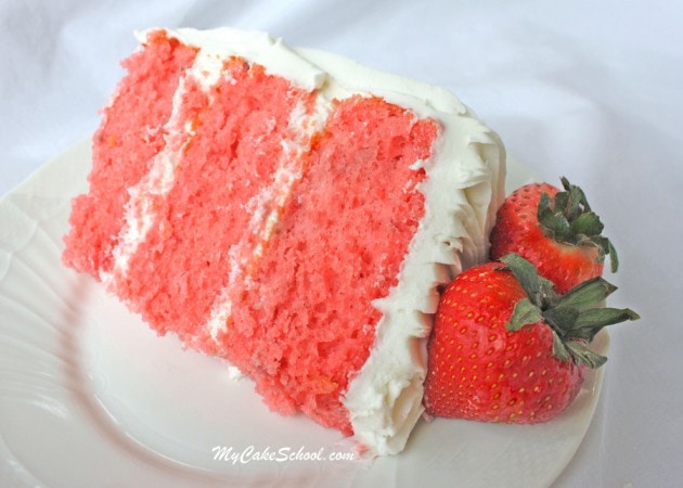 Easy and Delicious Strawberry (Doctored Cake Mix) Recipe by MyCakeSchool.com! Super moist and flavorful!