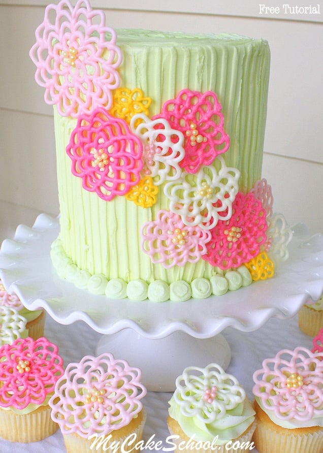 These cheerful & delicate flowers are so simple to create with candy coating! Learn how in MyCakeSchool.com's FREE Video tutorial! Online Cake Classes & Recipes!