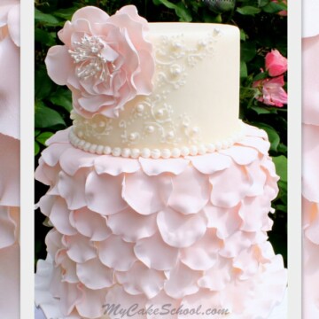 Elegant Fondant Petal Cake with Scrollwork and Flower- A Cake Decorating Video by MyCakeSchool.com.