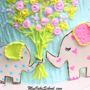 Free Cake Tutorial! Adorable Elephant Cake by MyCakeSchool.com.