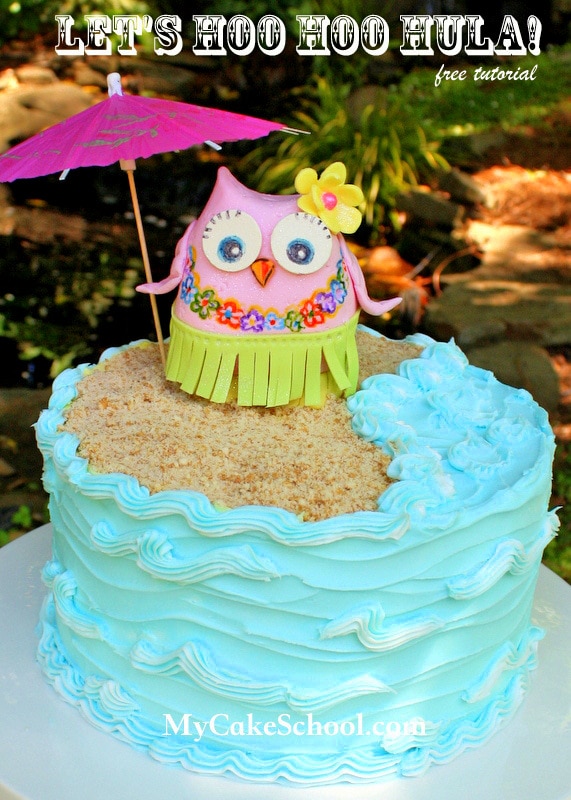 CUTE Hula Owl Cake Topper! Free and simple cake tutorial by MyCakeSchool.com!