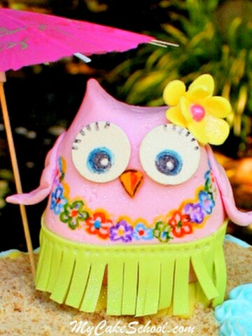 CUTE Hula Owl Cake Topper Tutorial by MyCakeSchool.com! Perfect for beach and pool themed cakes!