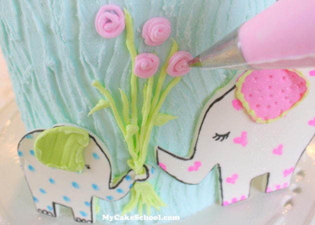 Love You Bunches! Sweet Elephant Cake {free} Tutorial by MyCakeSchool.com! Online Cake Decorating Tutorials & Recipes! 