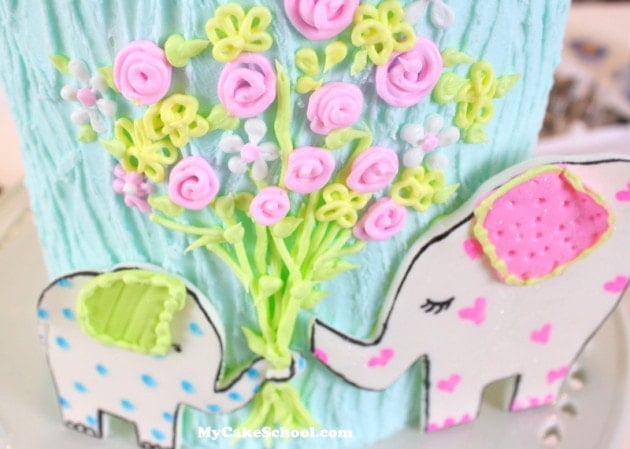 Love You Bunches! Sweet Elephant Cake {free} Tutorial by MyCakeSchool.com! Online Cake Decorating Tutorials & Recipes! 