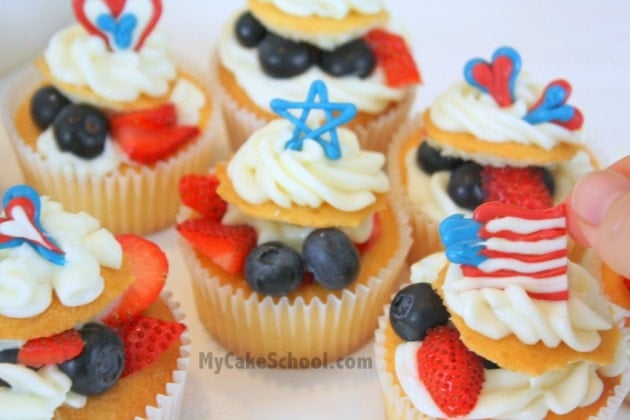 Fabulous Fourth of July Cake and Cupcake Design Ideas! Cake Decorating Tutorial by MyCakeSchool.com. 